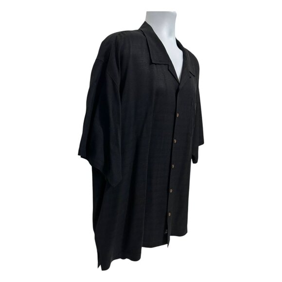 Tommy Bahama Embroidered Black Camp Shirt XXL 100% Rayon Short Sleeve Button-Up - Picture 5 of 13